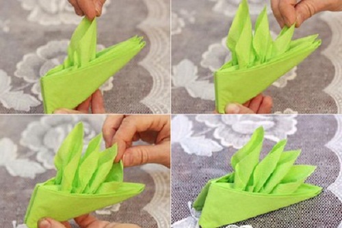 Cách xếp khăn ăn nhà hàng hình cánh buồm đẹp